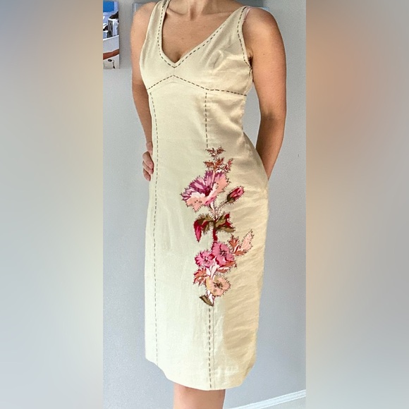 BCBGMAXAZRIA Linen and Cotton Western Dress - Picture 3 of 6